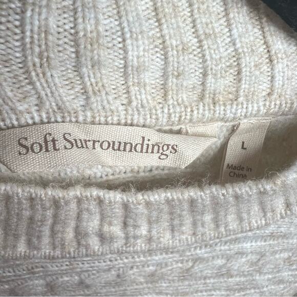 Soft Surroundings Alena Sweater In Oatmeal Heather LARGE Cable Knit - Picture 9 of 12